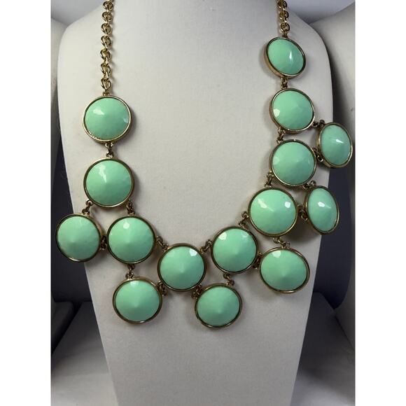 3 light green statement bib flower floral bling enamel necklaces bundle lot - Picture 3 of 11